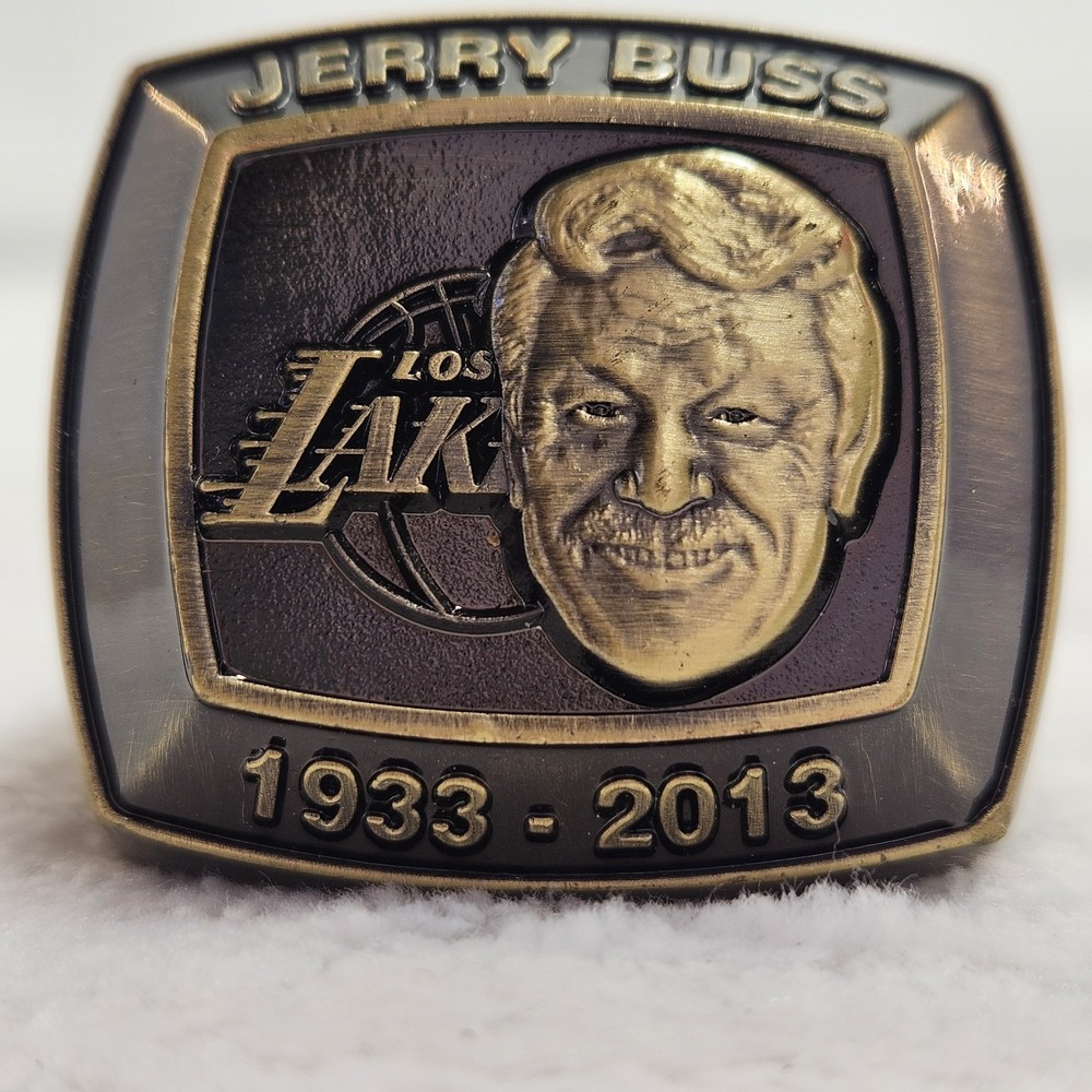 Jerry Buss LA Lakers Memorial Ring 1933-2013 Gold Tone Commemorative Fan Ring